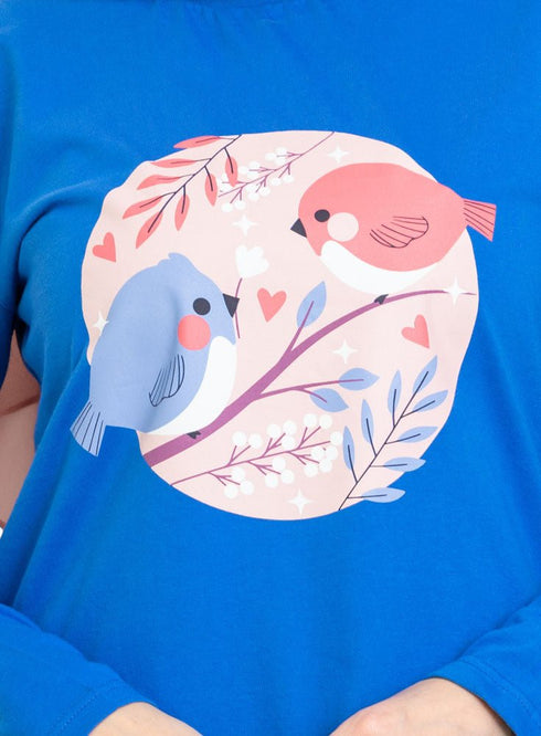 Royal Blue Printed Long - Sleeve Design 3 - Khotwh
